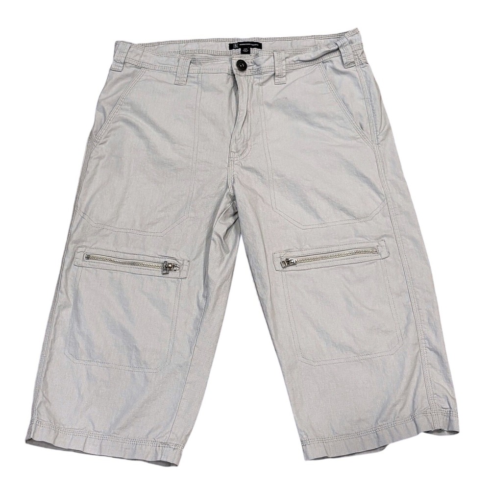 Cargo Shorts Mens 32 Gray Zip Pocket‎ Utility Capri INC International Concepts